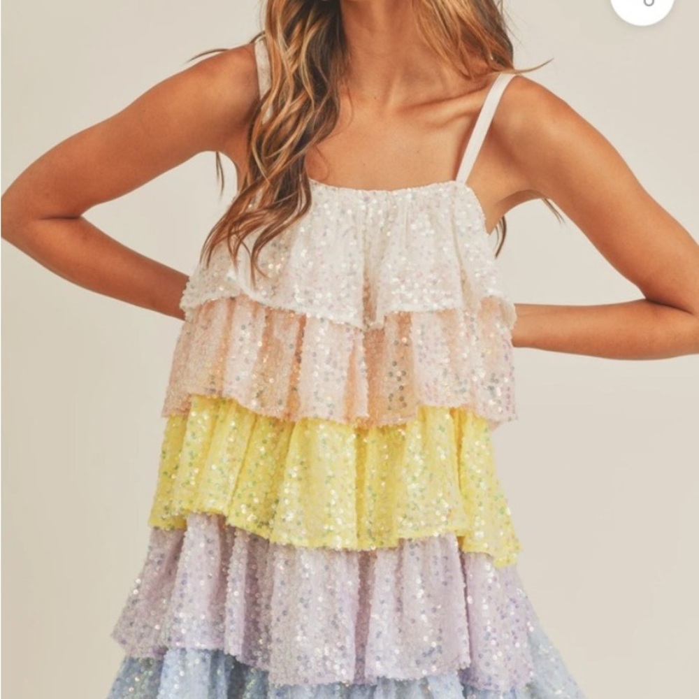 Multicolor Sequin Tiered Dress